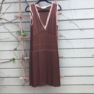 Chloe vintage knee length bronze with cream silk